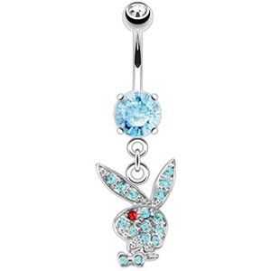 Multi Gem Playboy Bunny Belly Navel Ring TURQUOISE